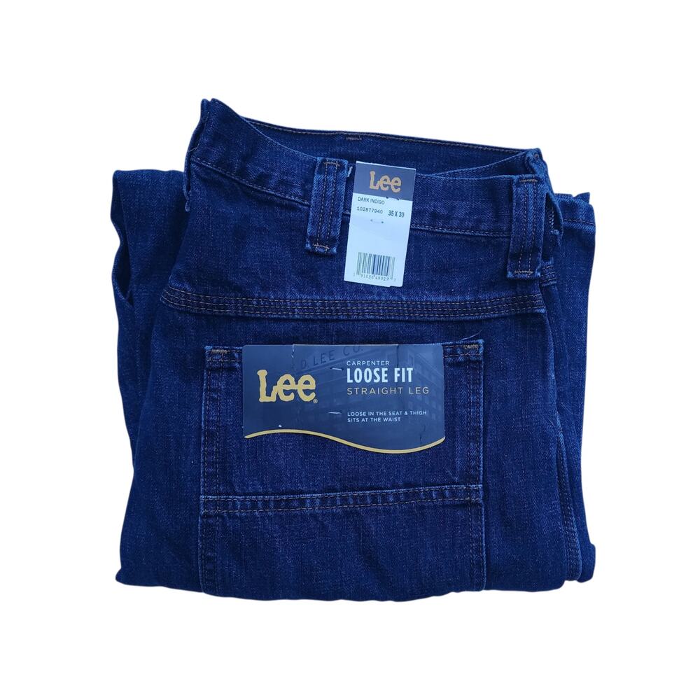 Lee Carpenter Jeans Mens 35x30 Loose Fit Straight Leg Dark Indigo NWT